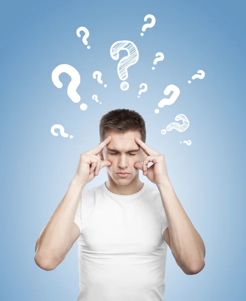 Question mark over head — Stock Photo, Image