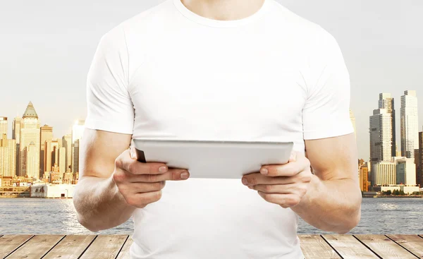 Boy holding touch pad — Stock Photo, Image