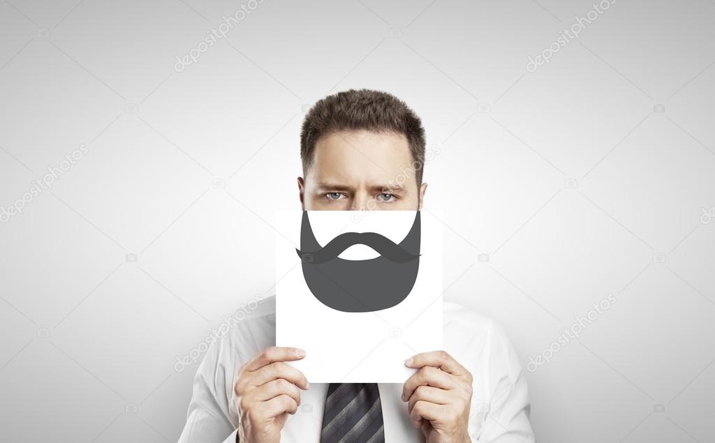 businessman with drawing beard