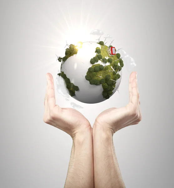 Hand holding earth — Stock Photo, Image