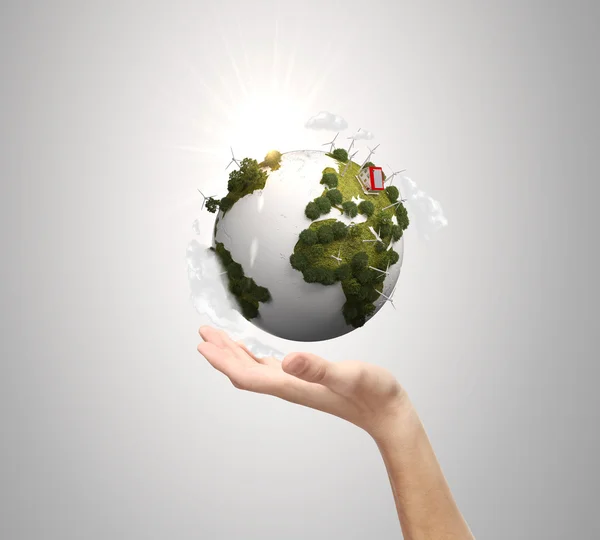 Hand holding earth — Stock Photo, Image