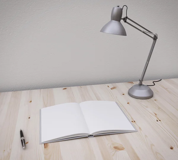 Opened book and lamp — Stock Photo, Image