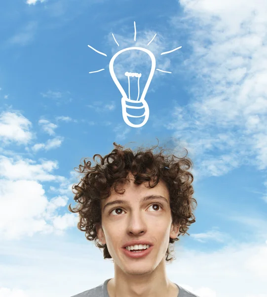 Kleiner Junge mit Lampe — Stockfoto