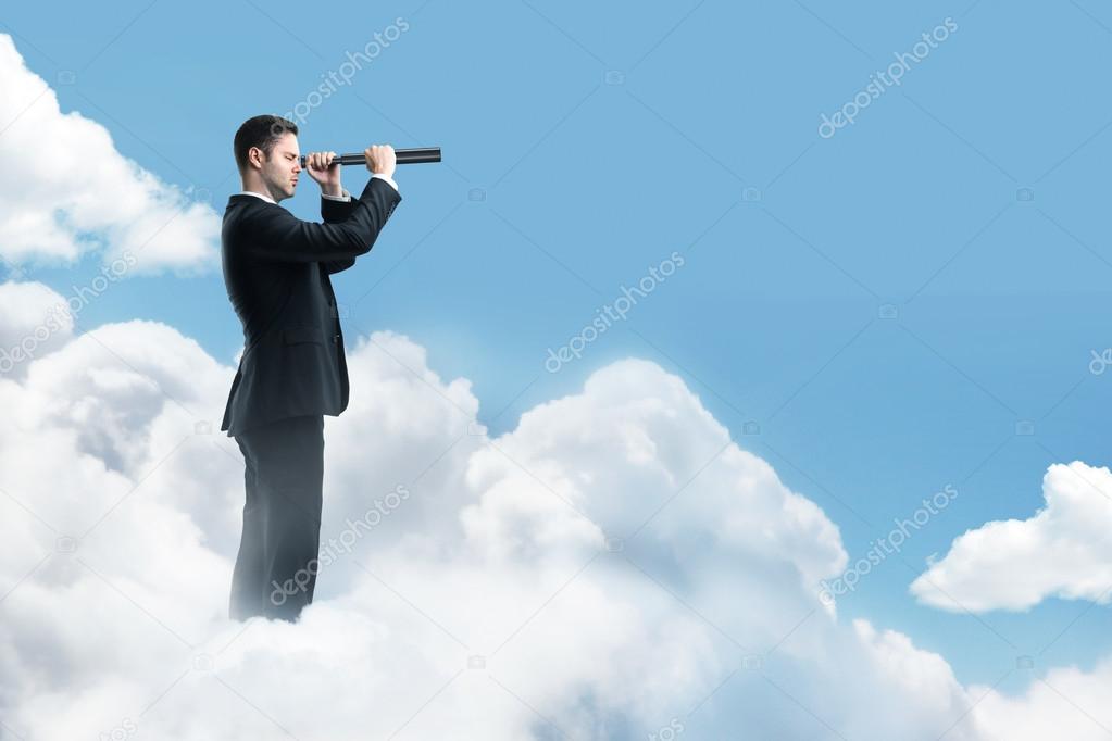 businessman with telescope