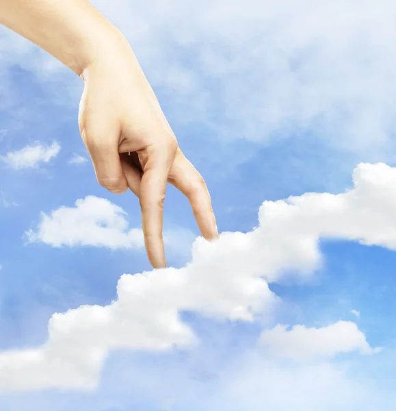 Hand walking on cloud — Stock Photo, Image