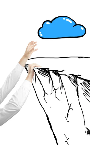 Mountain with drawing cloud — Stock Photo, Image