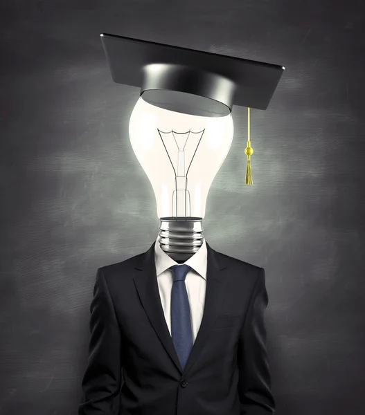 Lâmpada com chapéu de graduação — Fotografia de Stock