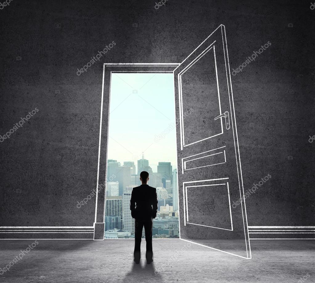 Drawing Door To City Stock Photo C Peshkova 32357663