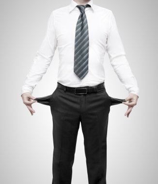 businessman with pockets turned inside out clipart