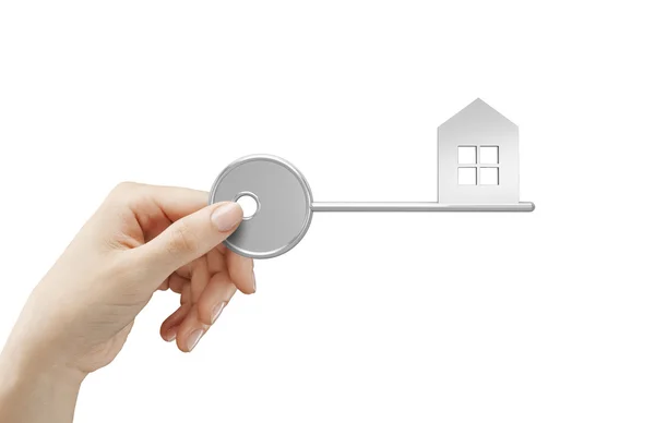 Hand holding key house — Stock Photo, Image