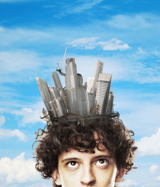Huvudet med skyskrapor — Stockfoto
