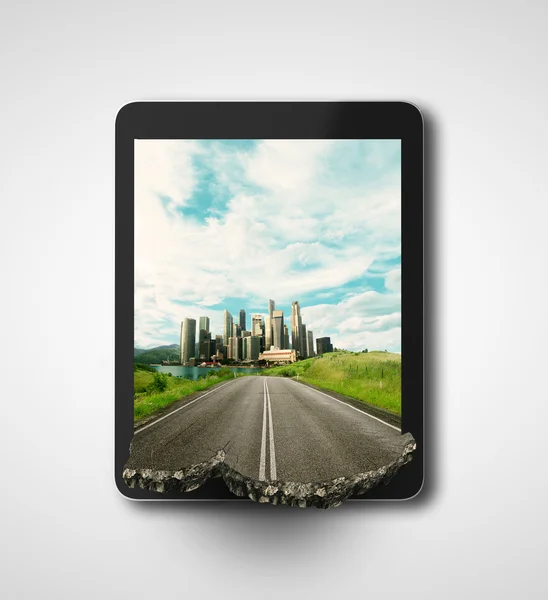 Landschap in Tablet PC — Stockfoto