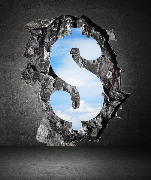 Hole in dollar form — Stock Photo, Image