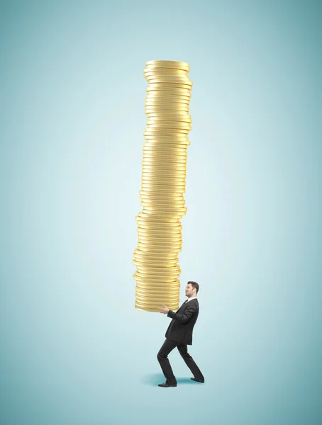 Man holding coins — Stock Photo, Image