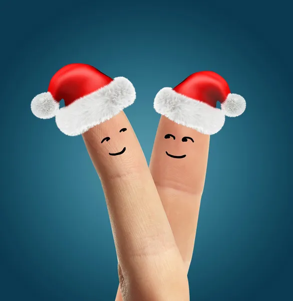 Santa hats on fingers — Stock Photo, Image