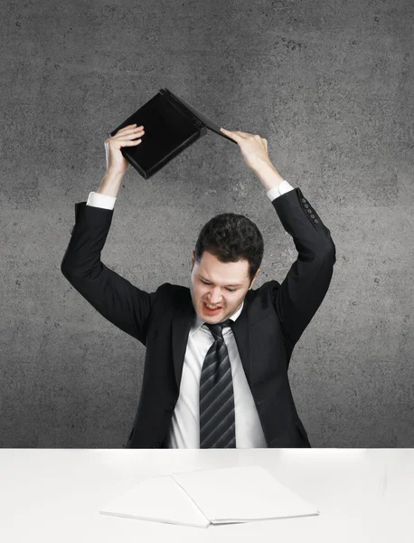 Businessman break notebook — Stock Photo, Image