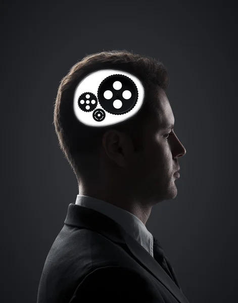 Gears in head — Stock Photo, Image