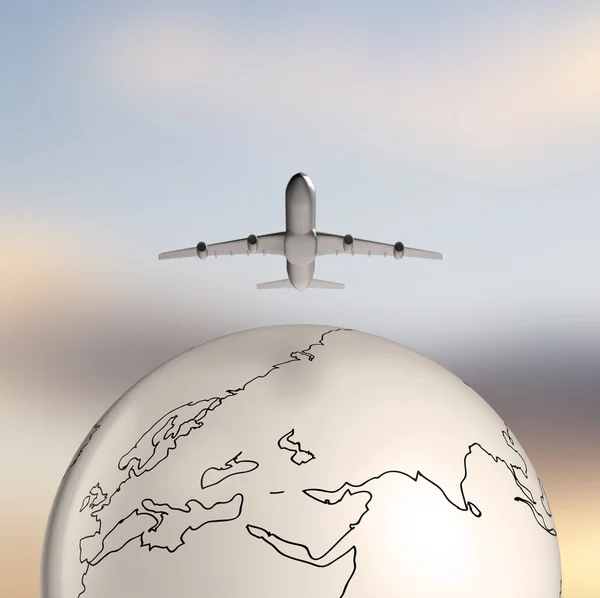 Earth and airplane — Stock Photo, Image