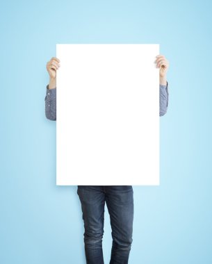 hipster holding poster