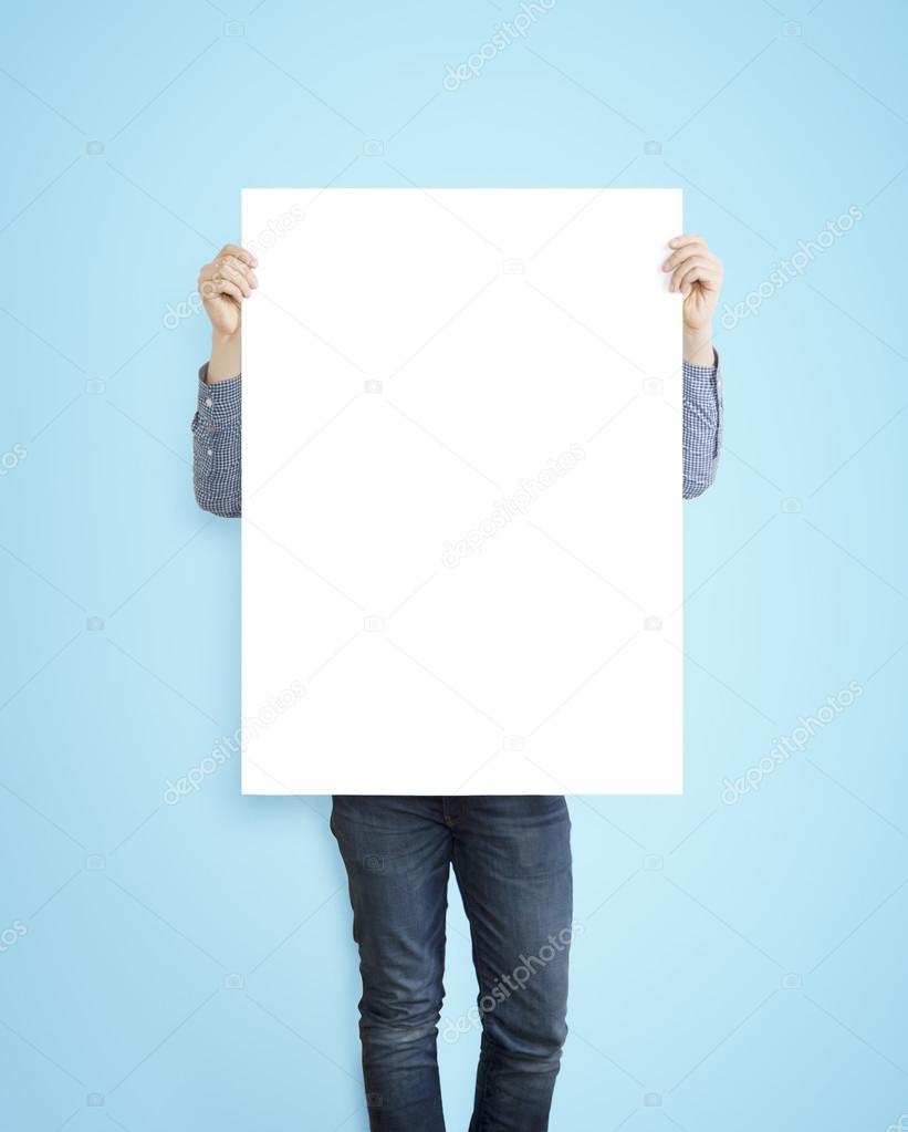 hipster holding poster