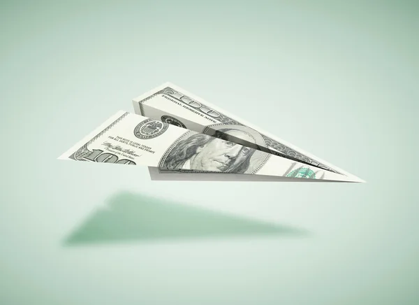 Paper dollar plane — Stock Photo, Image