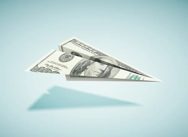 Papier dollar vliegtuig — Stockfoto