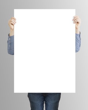 hipster holding poster