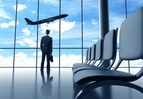 Businessman in airport — Stock Photo, Image