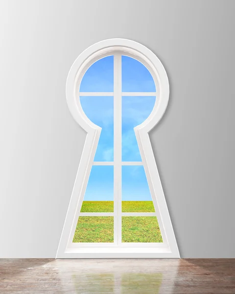 Jendela dalam bentuk lubang kunci — Stok Foto