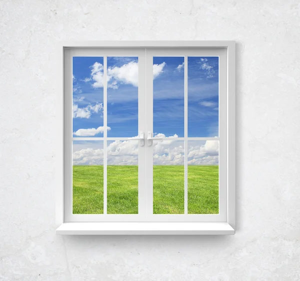 Fenster mit Seeblick — Stockfoto