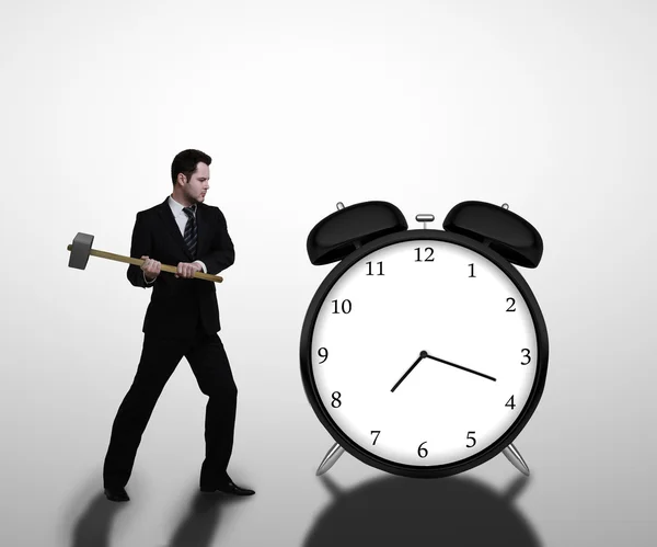 businessman breaks clock