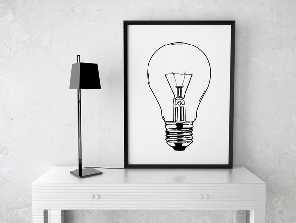 Frame with drawing lamp — Stock Photo, Image