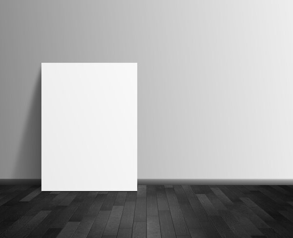 Blank poster hanging on wall
