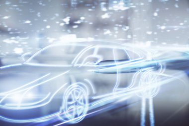 Ofisteki kahve fincanının arka planında arabanın hologramına iki kez maruz kalmış. Otomatik pilot kavramı