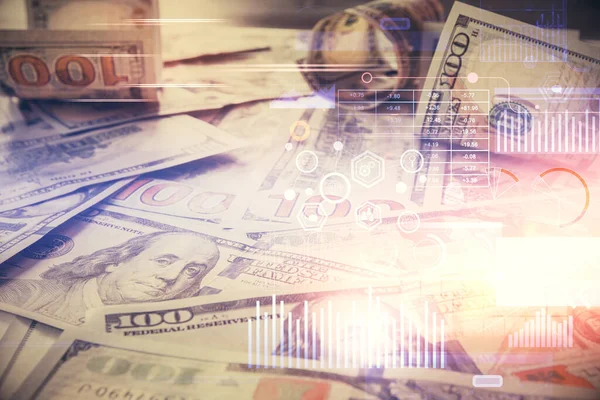 Kez Veri Temasına Maruz Kalınca Dolar Banknotları Arka Planda Kalıyor — Stok fotoğraf