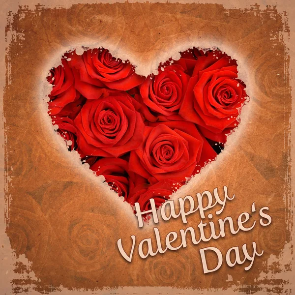 Feliz día de San Valentín y rosas rojas — Foto de Stock