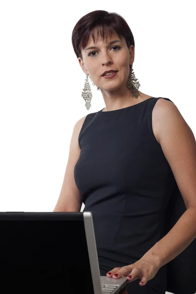 Business woman and laptop — Stock Photo, Image