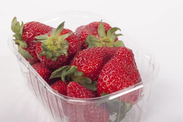 Strawberries in plastic packaging — Stock Photo, Image