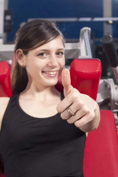 Thumb up in gym — Stock Photo, Image