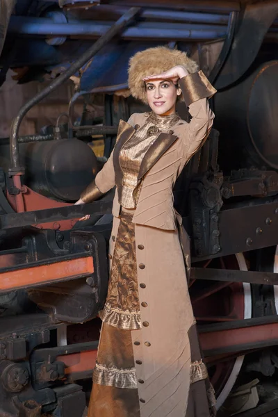 Beautiful woman on the train — Stock Photo, Image