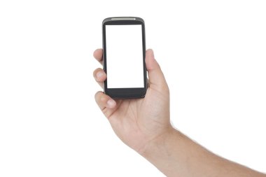 beyaz ekran akıllı telefon tutarak