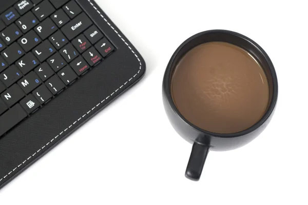 Café e teclado — Fotografia de Stock
