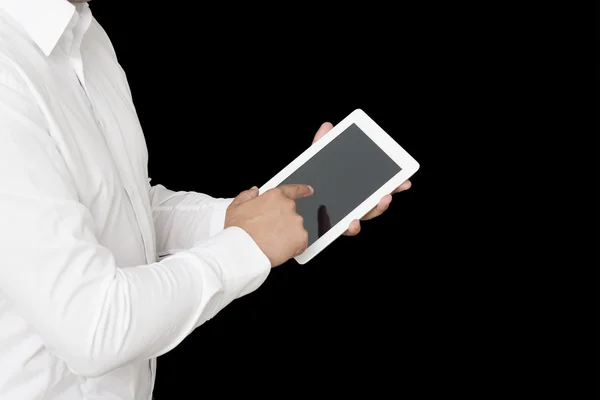 Touching a digital tablet — Stock Photo, Image