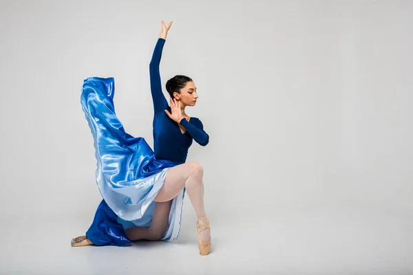 Modern Ballet Dancer Exercising Full Body White Studio Background Ballerina — Stock Photo, Image