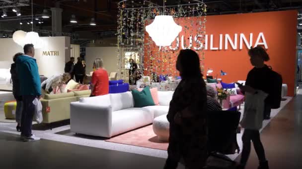 Helsinki Finlândia Setembro 2022 Exposição Habitare Maior Evento Mobiliário Design — Vídeo de Stock