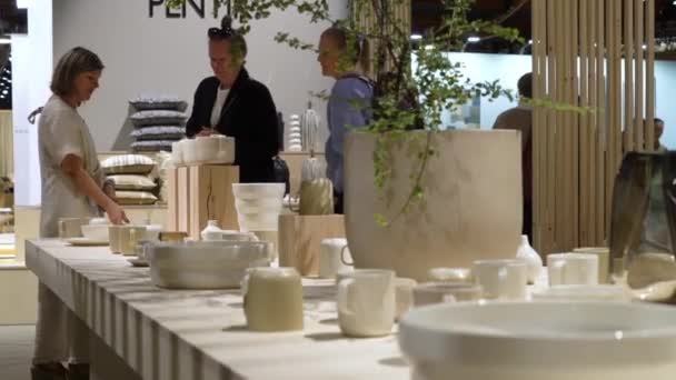 Helsinki Finland Sep 2022 Tentoonstelling Habitare Het Grootste Meubel Design — Stockvideo