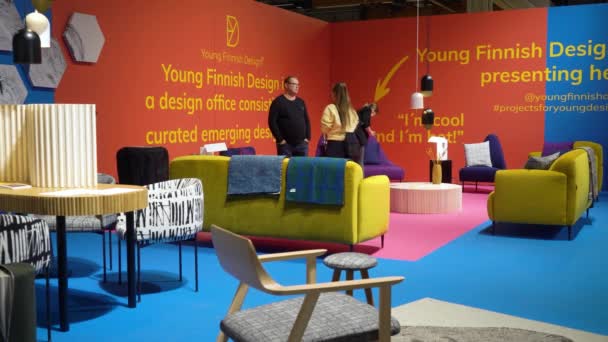 Helsinki Finland Sep 2022 Exhibition Habitare Finlands Largest Furniture Design — Stock Video