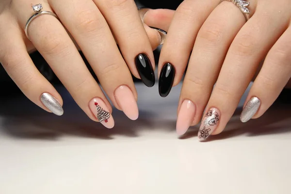 Stijlvol Ontwerp Van Manicure Lange Mooie Nagels — Stockfoto