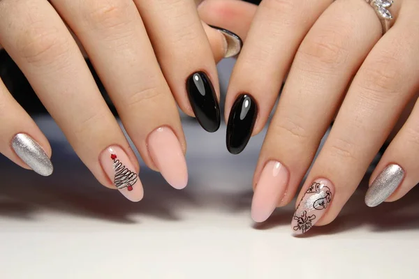 Trendy Manicure Design Een Mooie Texturale Achtergrond Stockfoto