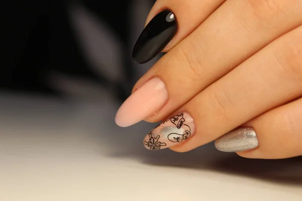 Stijlvol Ontwerp Van Manicure Lange Mooie Nagels — Stockfoto